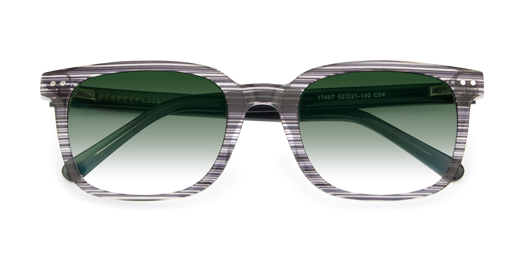 Folded Front of 17457 in Stripe Coffee with Green Gradient Lenses