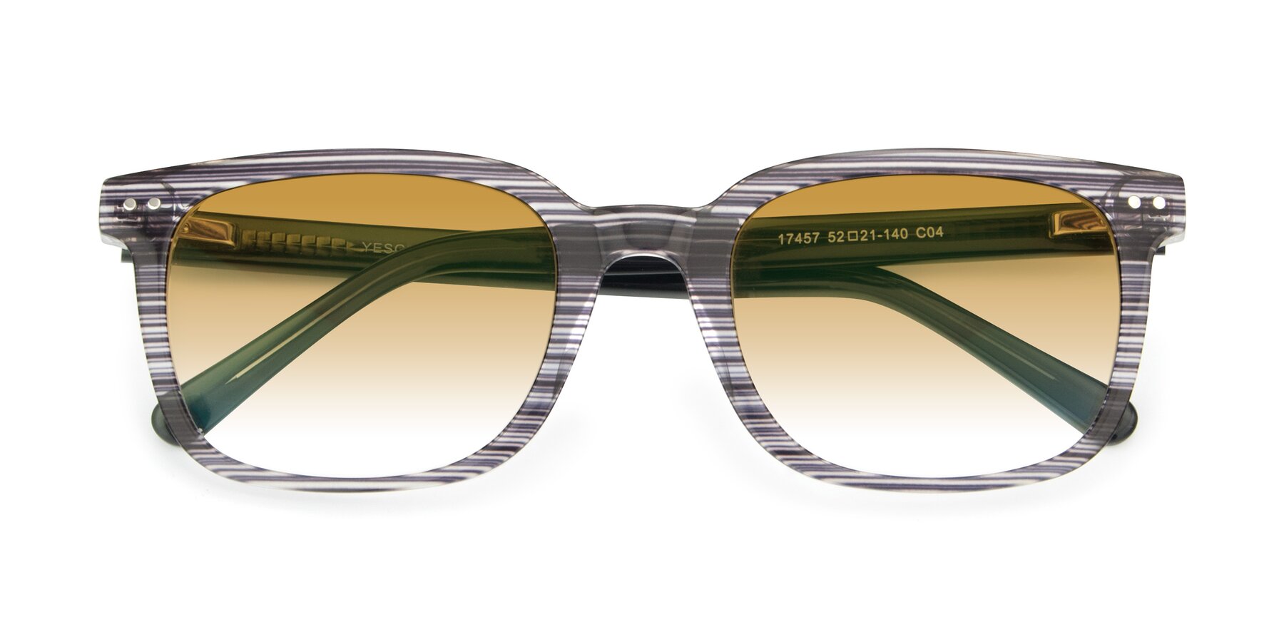 Folded Front of 17457 in Stripe Coffee with Champagne Gradient Lenses