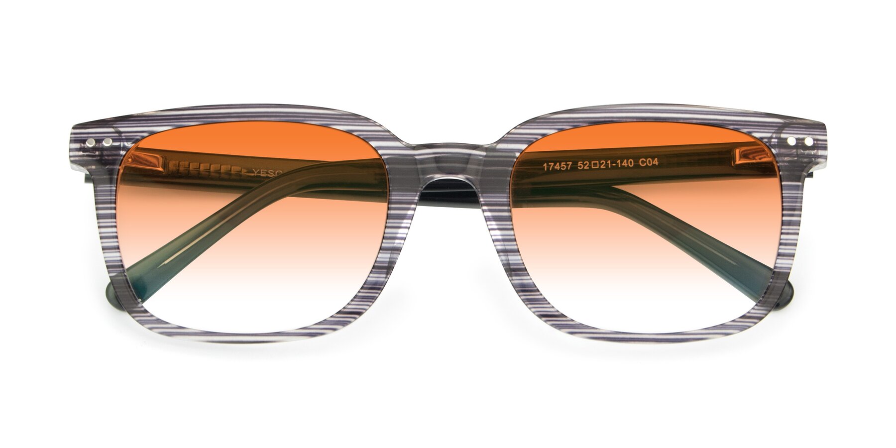 Folded Front of 17457 in Stripe Coffee with Orange Gradient Lenses