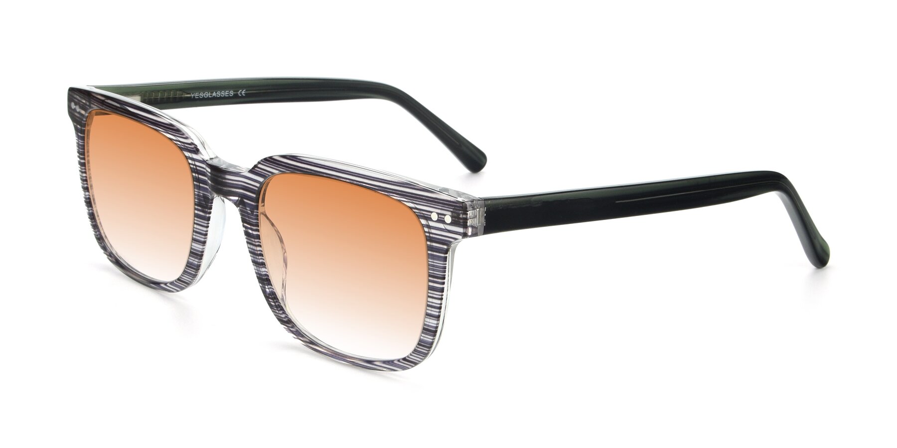Angle of 17457 in Stripe Coffee with Orange Gradient Lenses