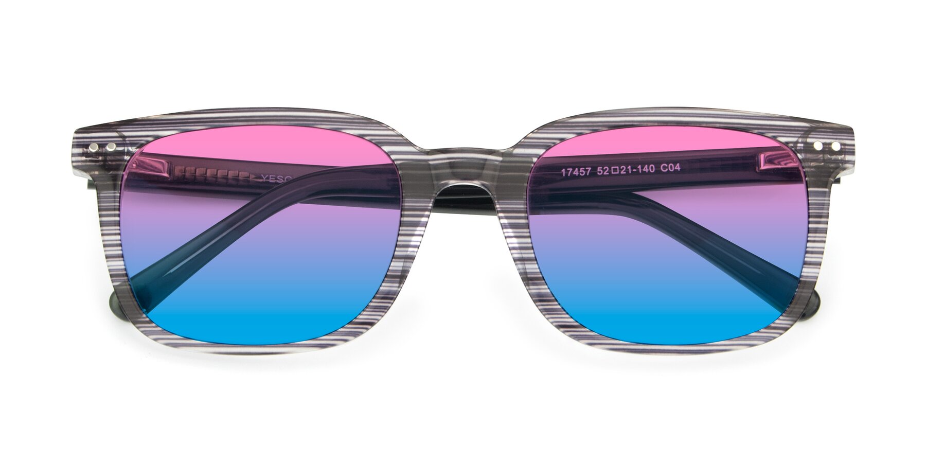 Folded Front of 17457 in Stripe Coffee with Pink / Blue Gradient Lenses