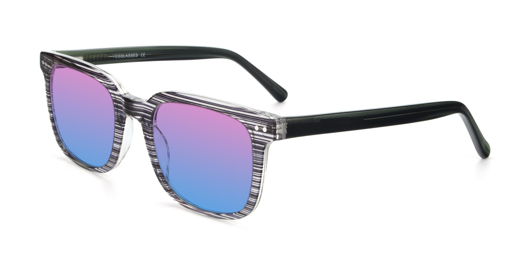 Angle of 17457 in Stripe Coffee with Pink / Blue Gradient Lenses