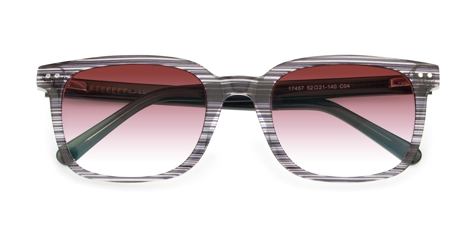 Folded Front of 17457 in Stripe Coffee with Garnet Gradient Lenses