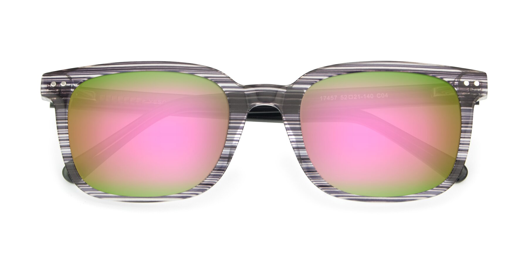 Folded Front of 17457 in Stripe Coffee with Pink Mirrored Lenses
