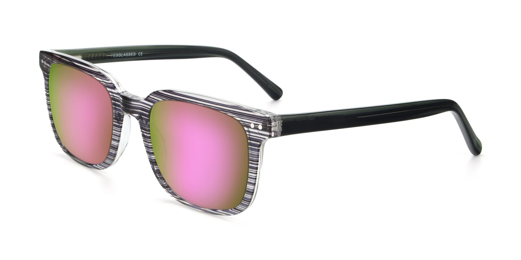Angle of 17457 in Stripe Coffee with Pink Mirrored Lenses