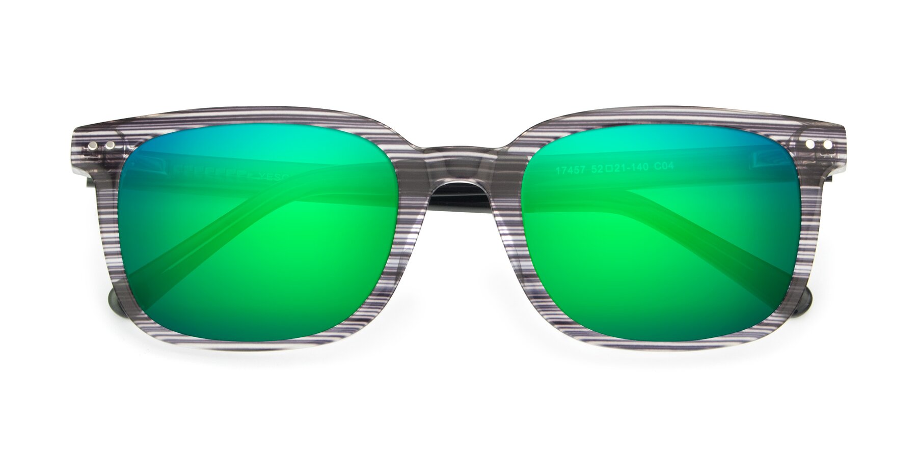 Folded Front of 17457 in Stripe Coffee with Green Mirrored Lenses