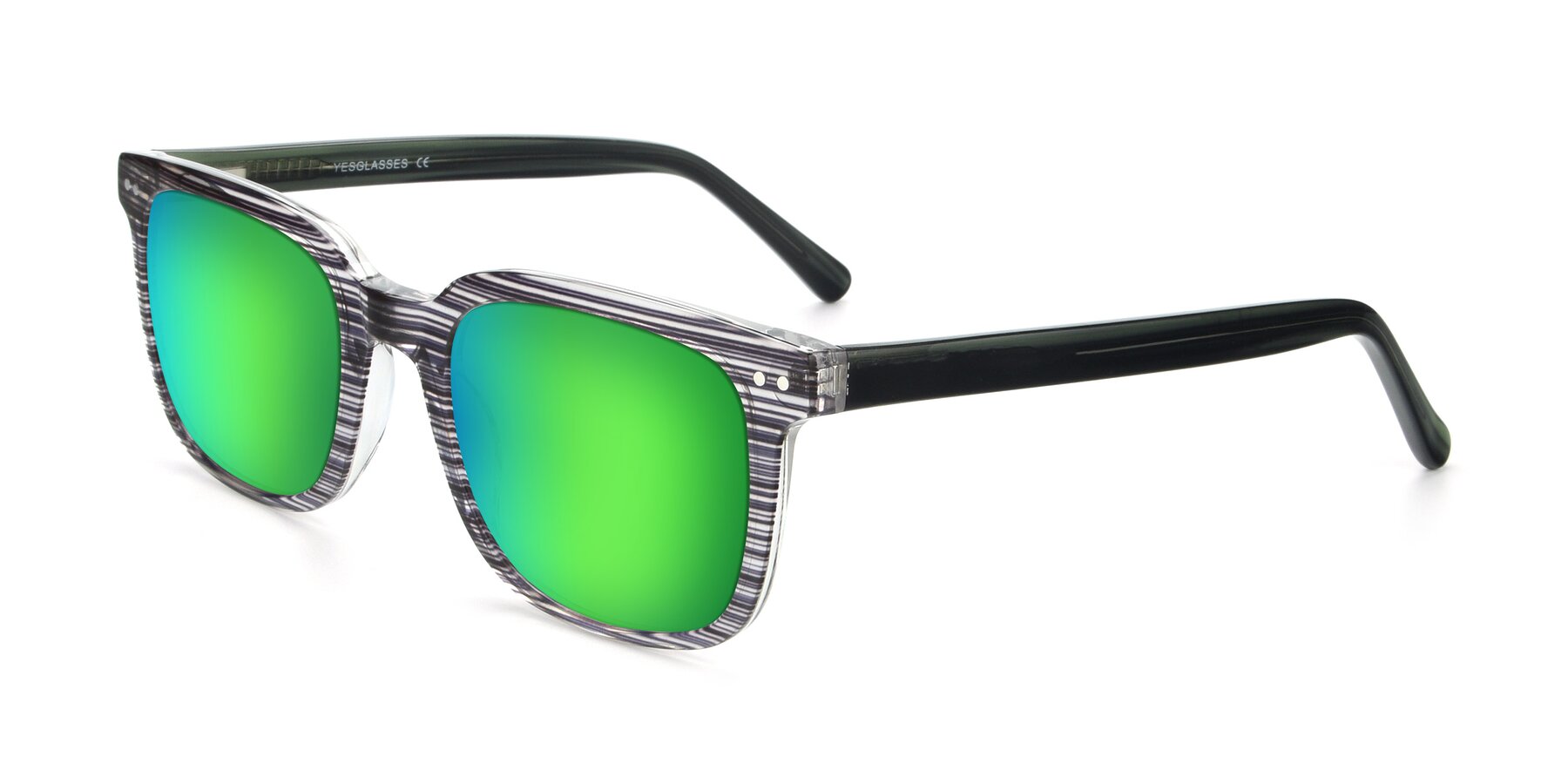 Angle of 17457 in Stripe Coffee with Green Mirrored Lenses
