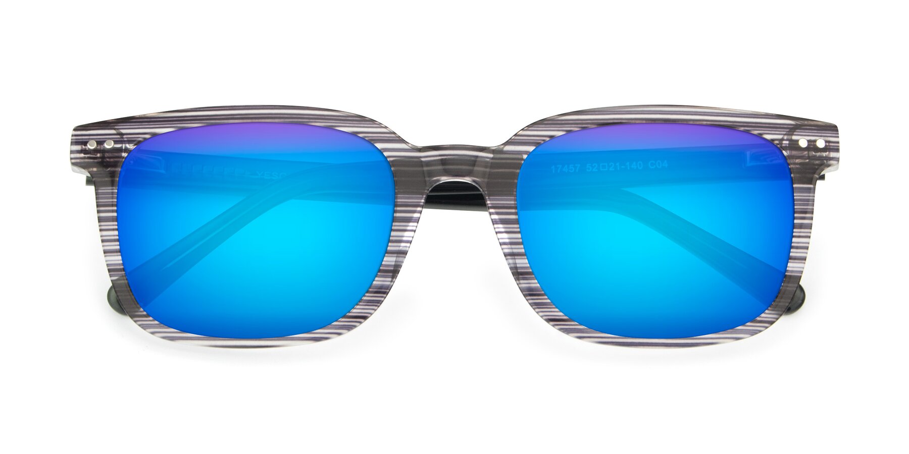 Folded Front of 17457 in Stripe Coffee with Blue Mirrored Lenses