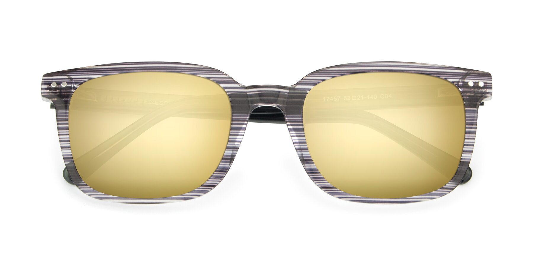 Folded Front of 17457 in Stripe Coffee with Gold Mirrored Lenses