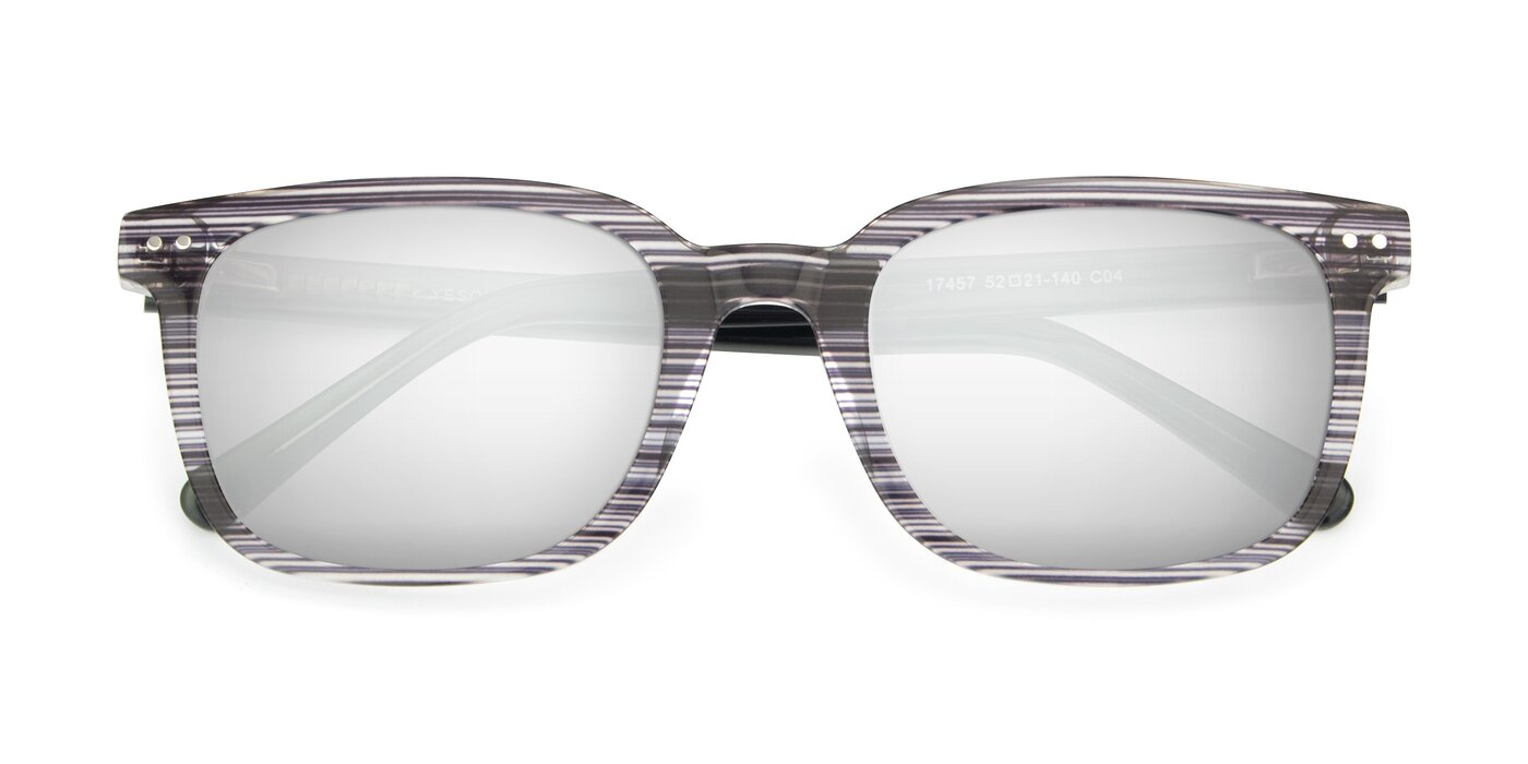 17457 - Stripe Coffee Flash Mirrored Sunglasses