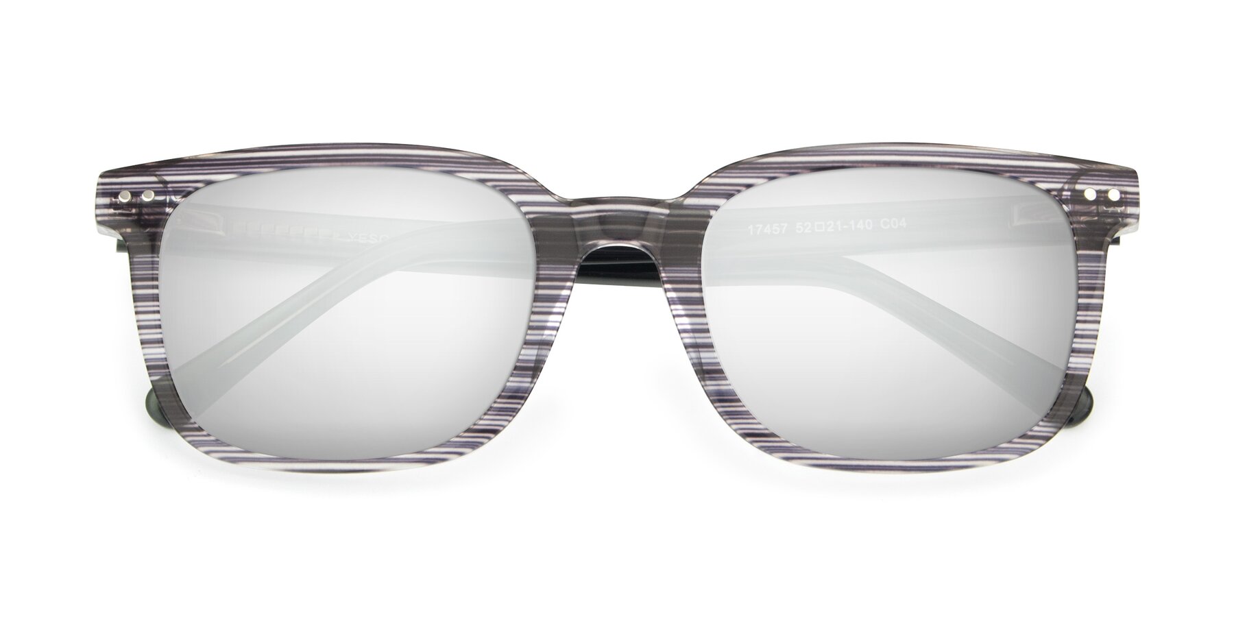 Folded Front of 17457 in Stripe Coffee with Silver Mirrored Lenses