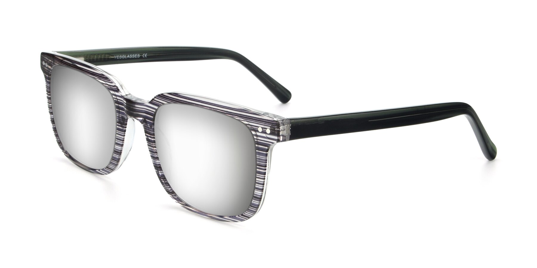 Angle of 17457 in Stripe Coffee with Silver Mirrored Lenses
