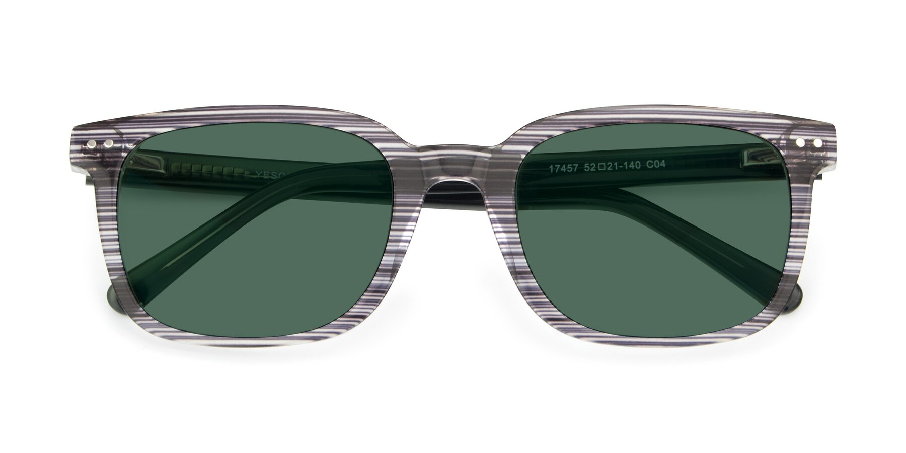 Folded Front of 17457 in Stripe Coffee with Green Polarized Lenses