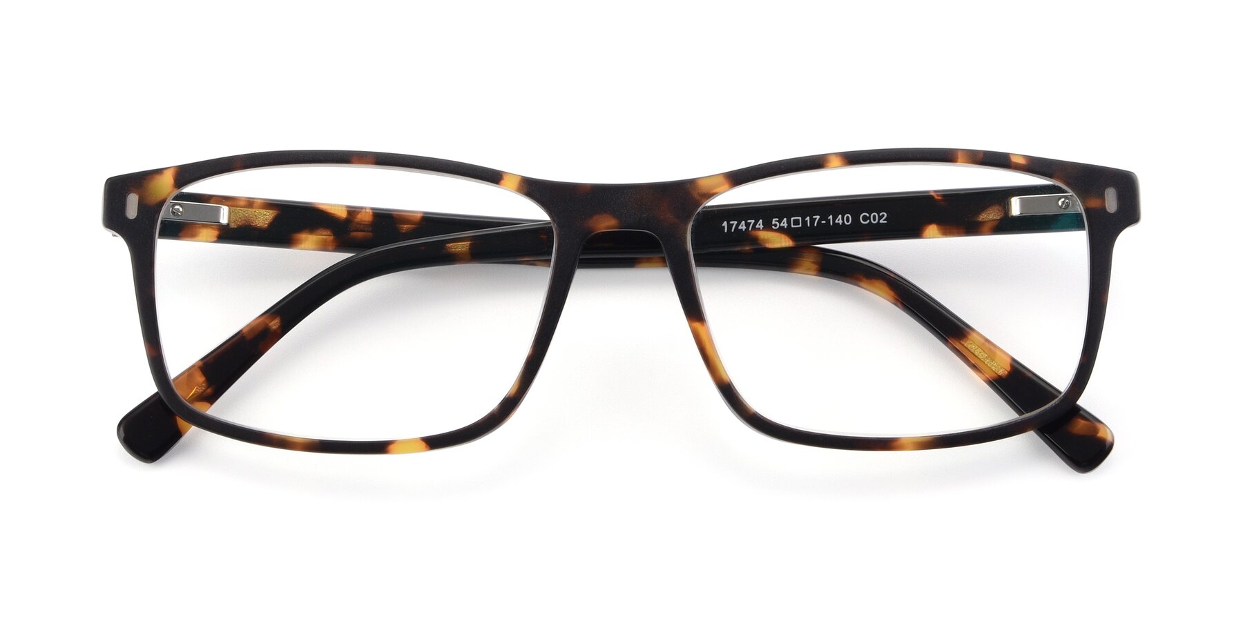 Folded Front of 17474 in Tortoise with Clear Reading Eyeglass Lenses