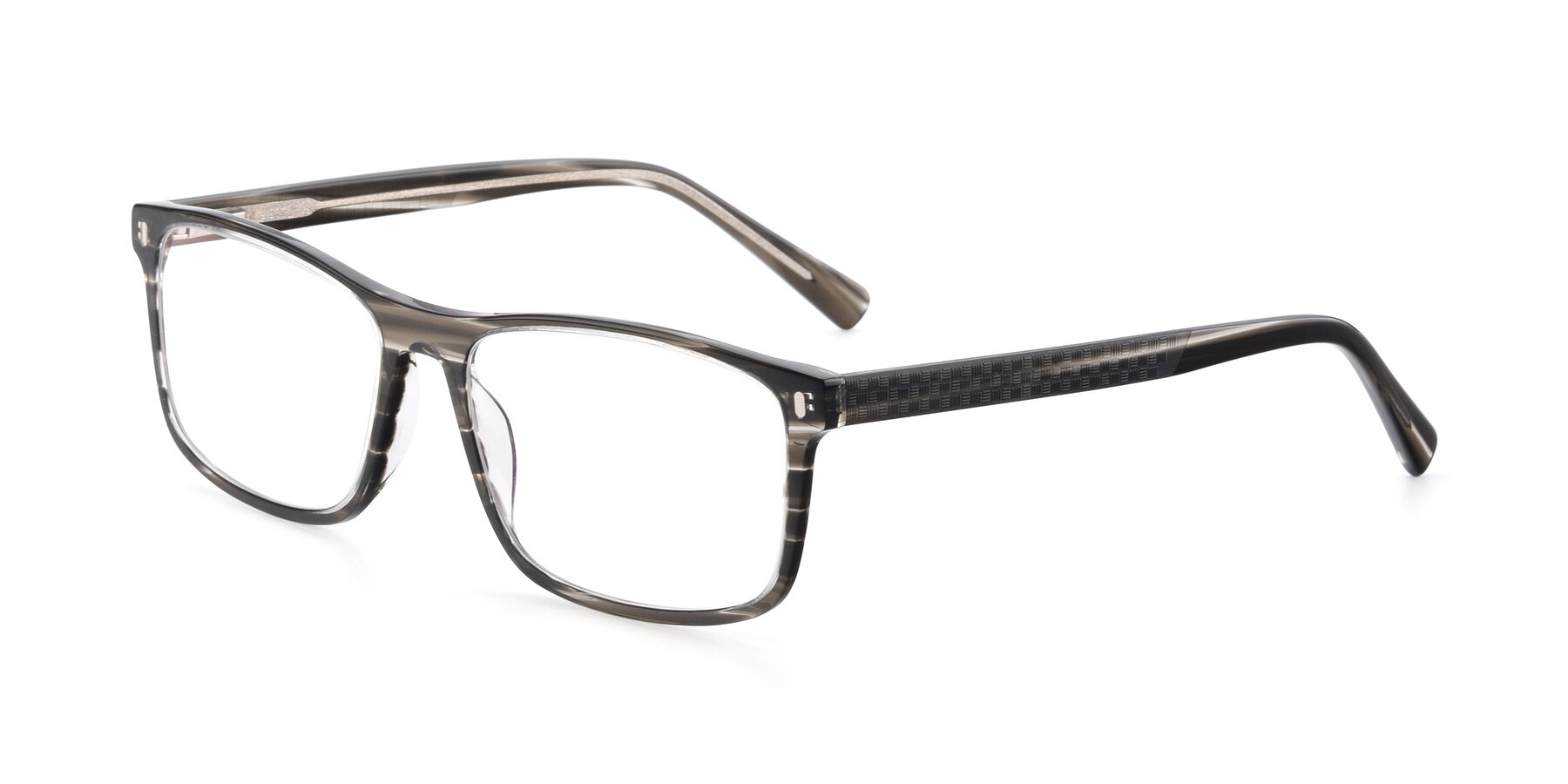 Angle of 17474 in Stripe Grey with Clear Reading Eyeglass Lenses