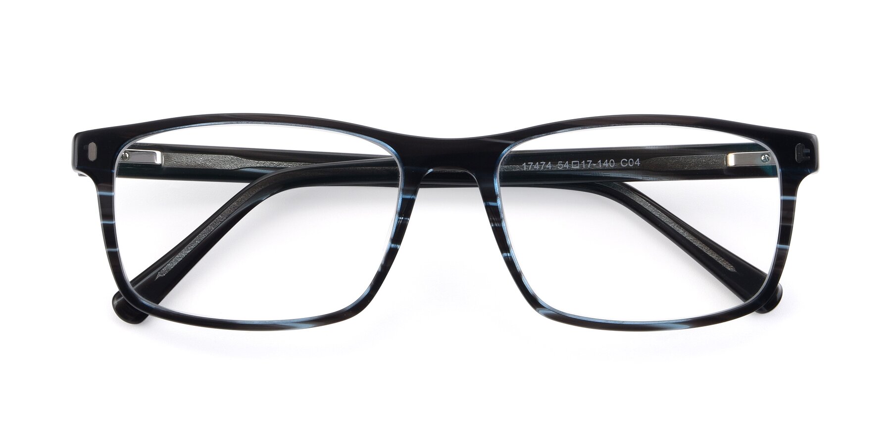 Folded Front of 17474 in Stripe Blue with Clear Reading Eyeglass Lenses