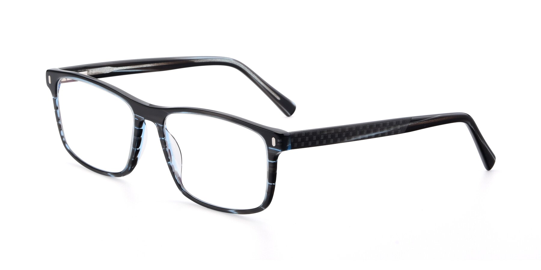 Angle of 17474 in Stripe Blue with Clear Eyeglass Lenses