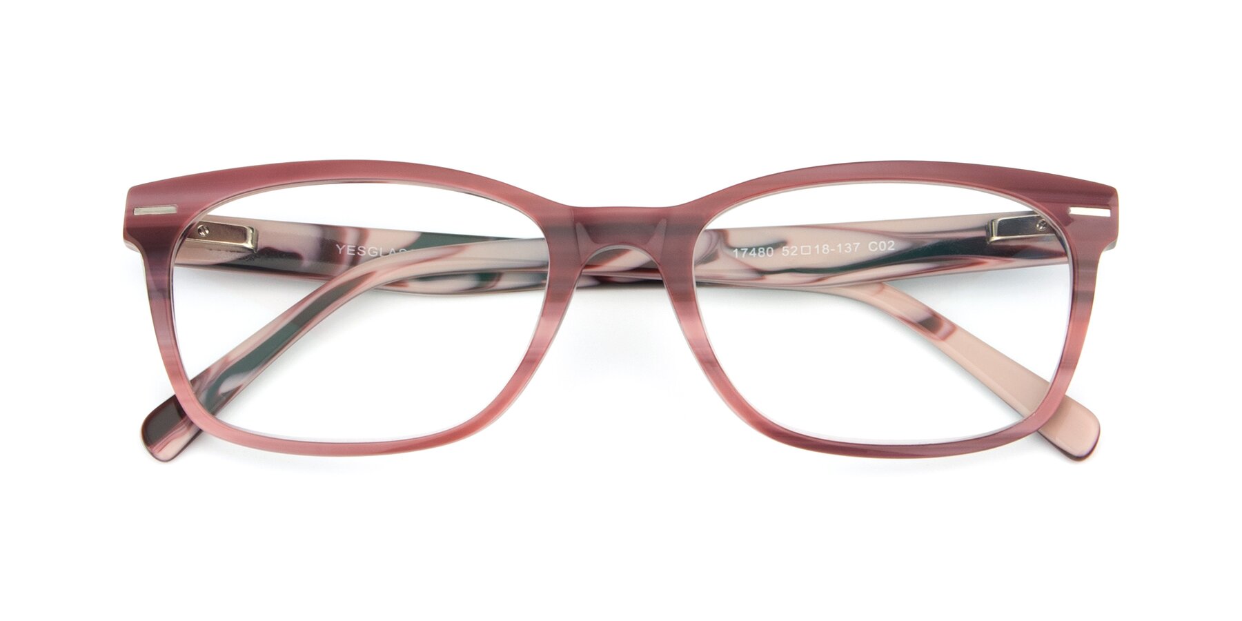 Folded Front of 17480 in Stripe Pink with Clear Reading Eyeglass Lenses