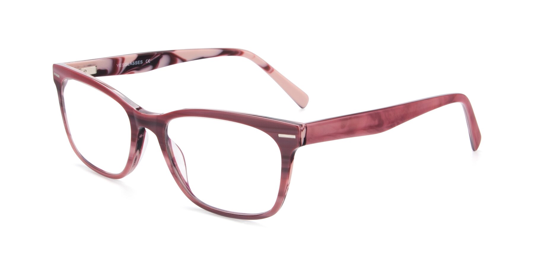 Angle of 17480 in Stripe Pink with Clear Reading Eyeglass Lenses