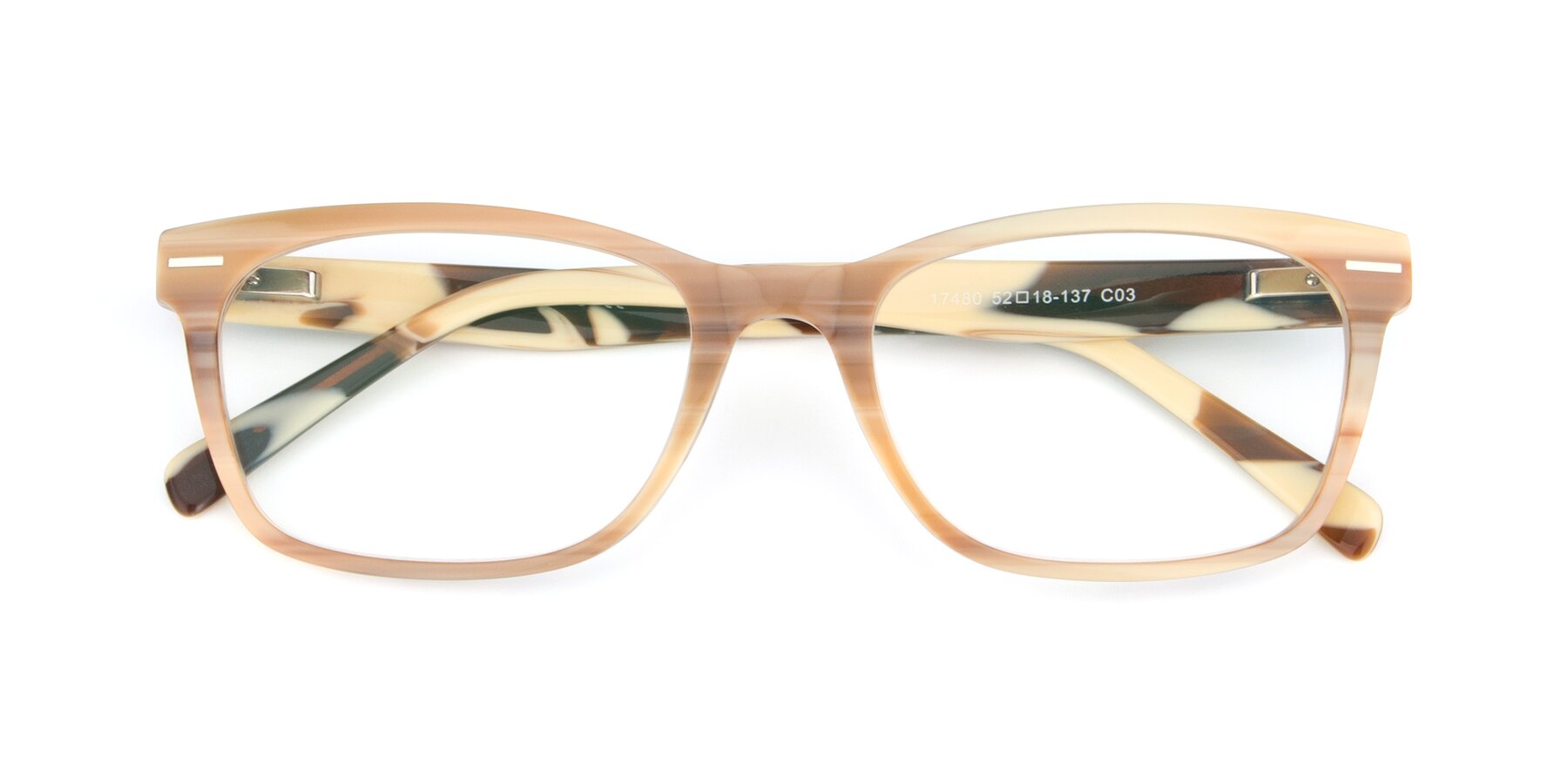 Folded Front of 17480 in Stripe Brown with Clear Reading Eyeglass Lenses