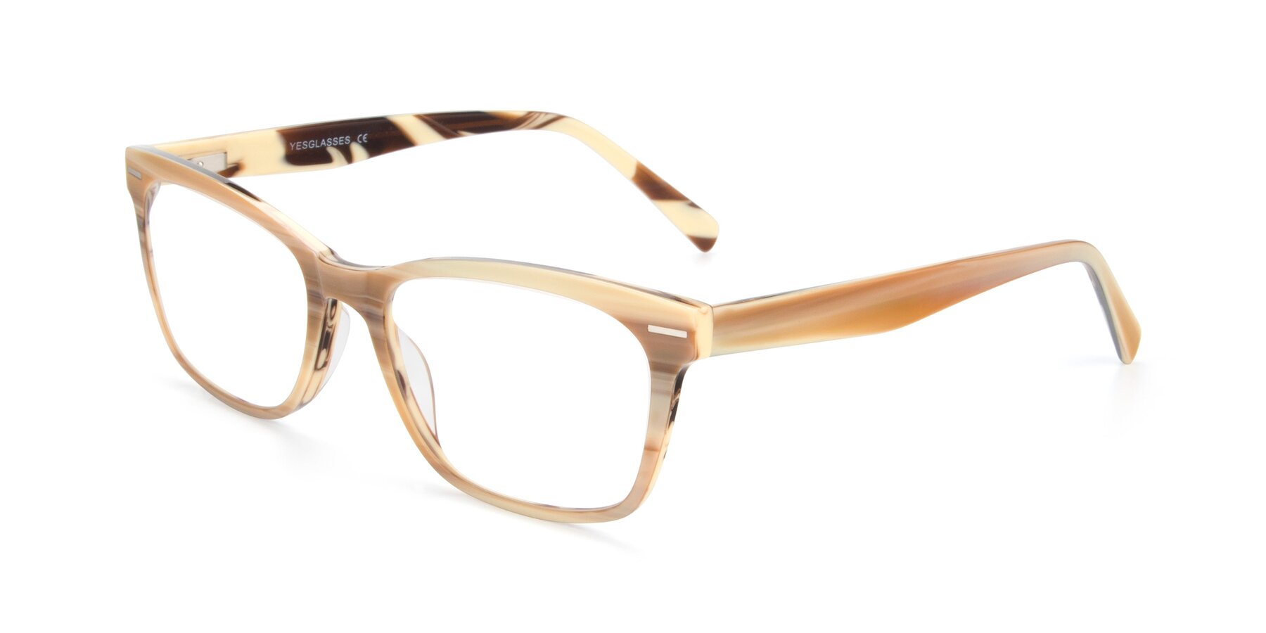 Angle of 17480 in Stripe Brown with Clear Blue Light Blocking Lenses