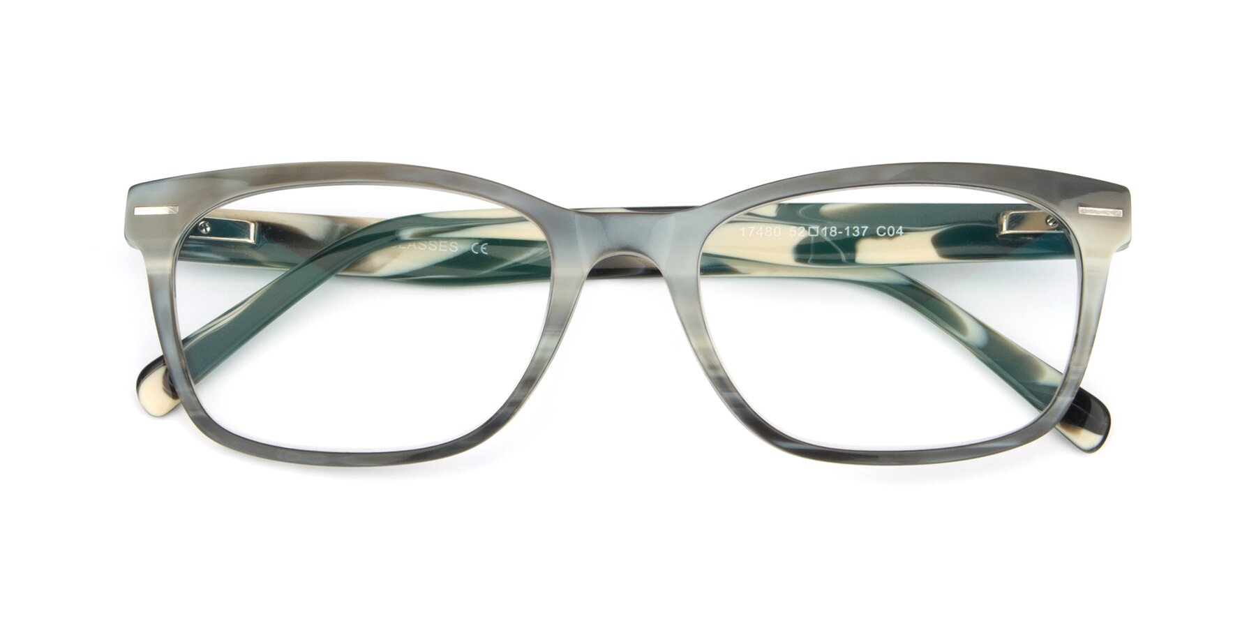 Folded Front of 17480 in Stripe Coffee with Clear Blue Light Blocking Lenses