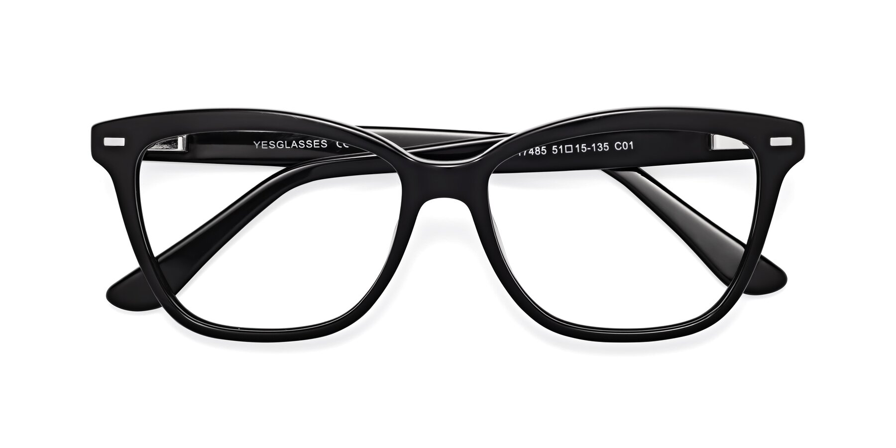 Folded Front of 17485 in Black with Clear Blue Light Blocking Lenses