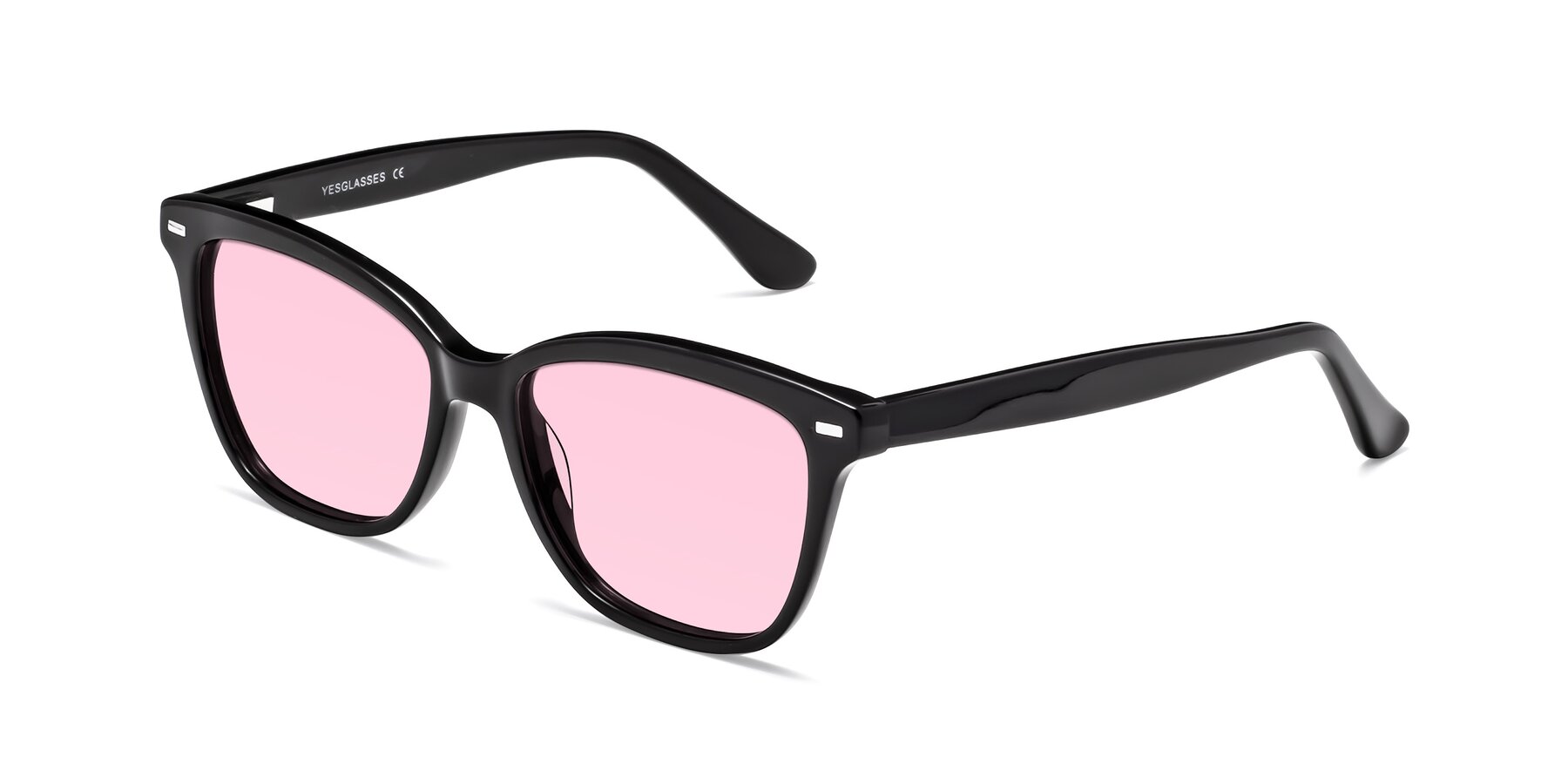 Angle of 17485 in Black with Light Pink Tinted Lenses