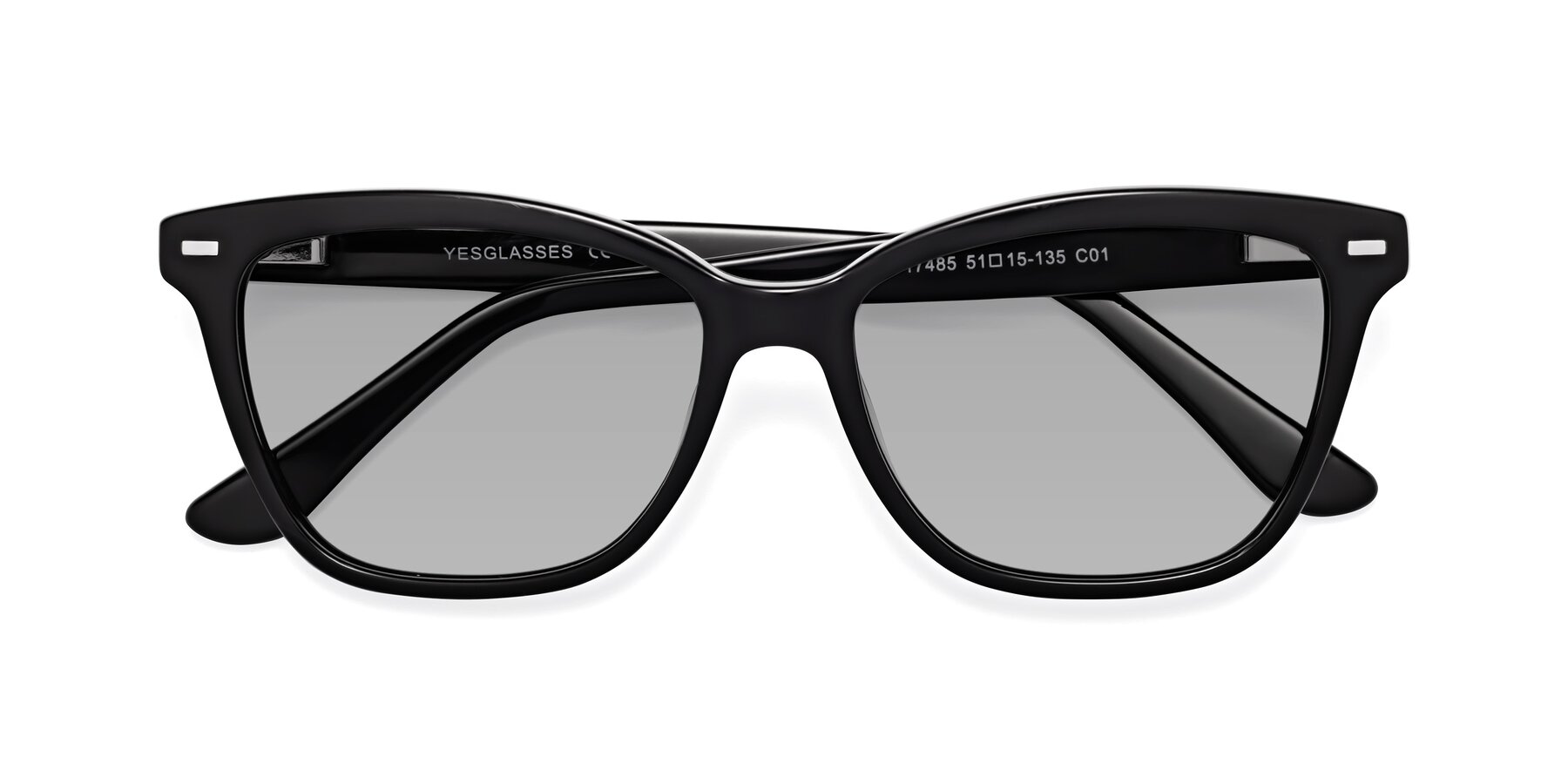 Folded Front of 17485 in Black with Light Gray Tinted Lenses