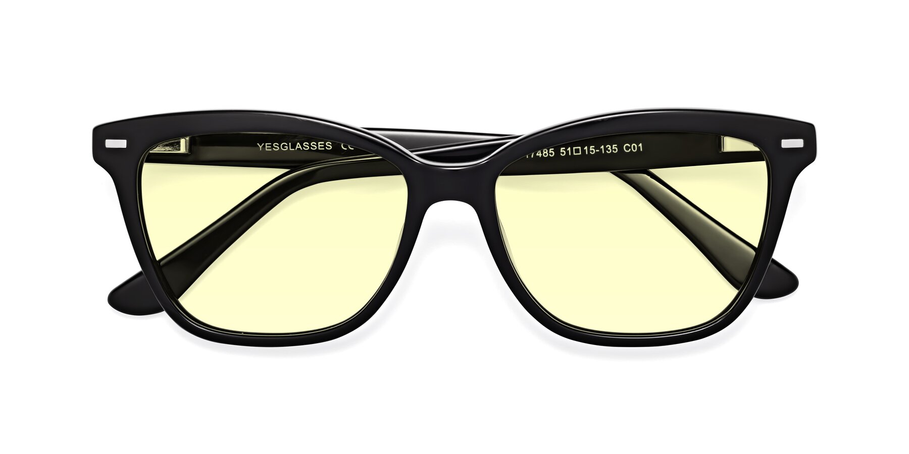 Folded Front of 17485 in Black with Light Yellow Tinted Lenses