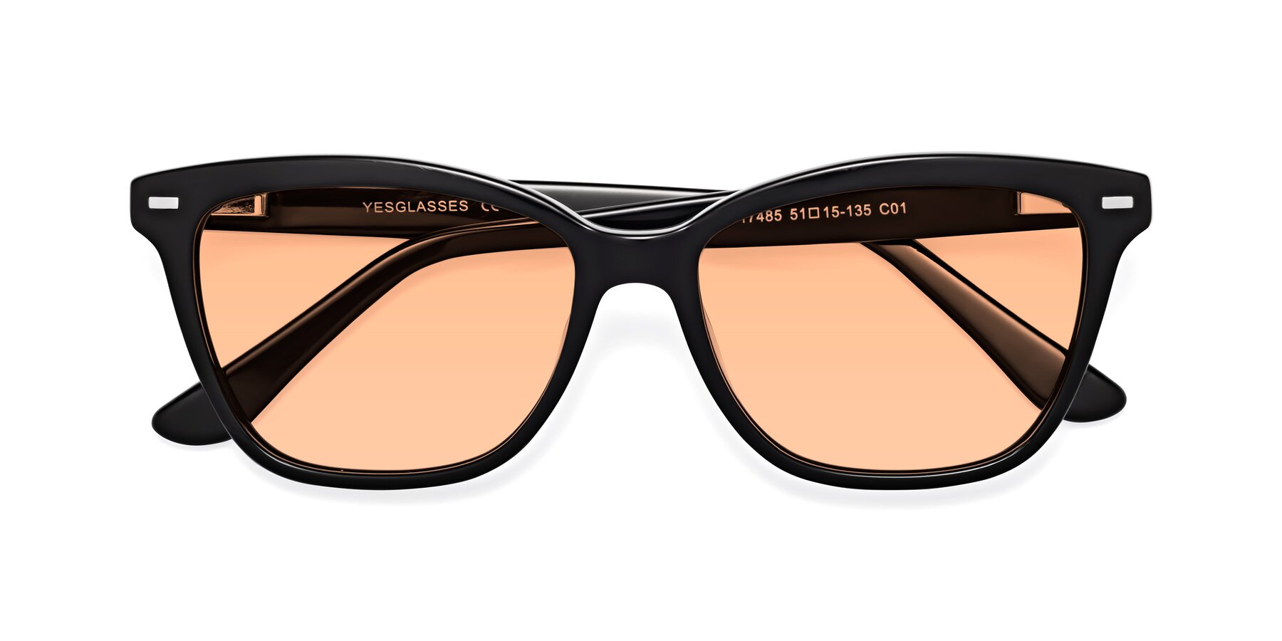 Folded Front of 17485 in Black with Light Orange Tinted Lenses