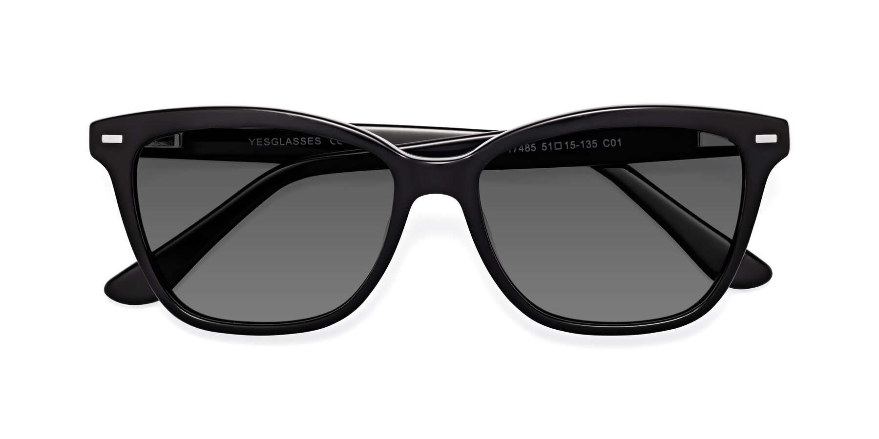Folded Front of 17485 in Black with Medium Gray Tinted Lenses