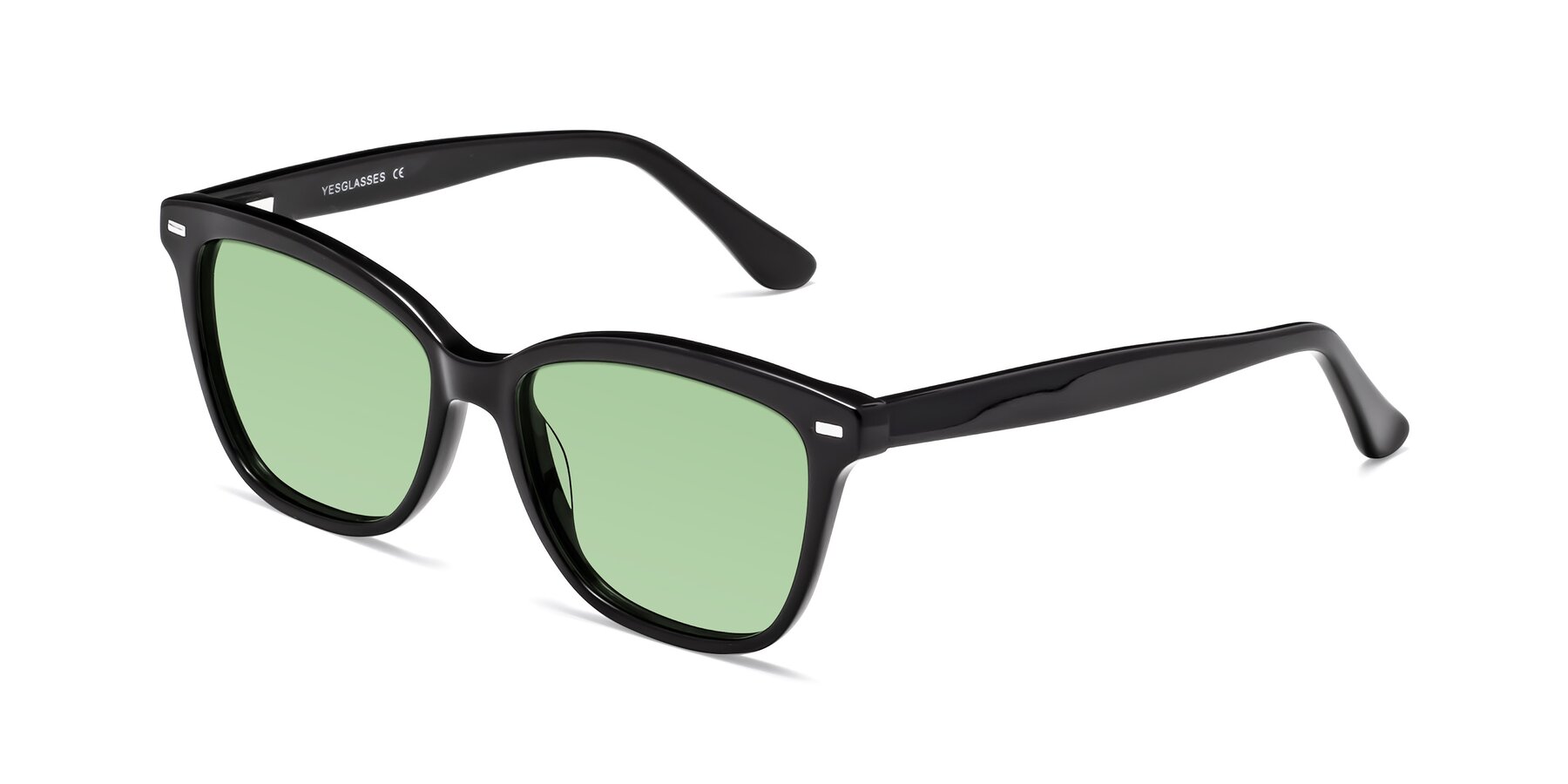 Angle of 17485 in Black with Medium Green Tinted Lenses