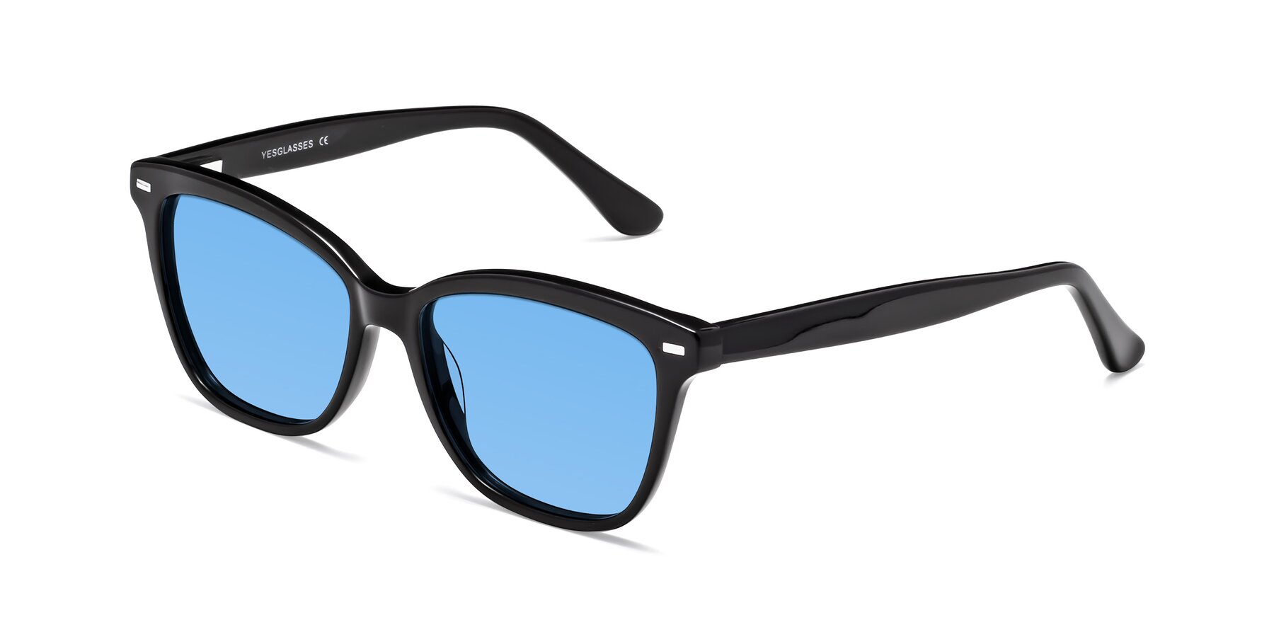 Angle of 17485 in Black with Medium Blue Tinted Lenses
