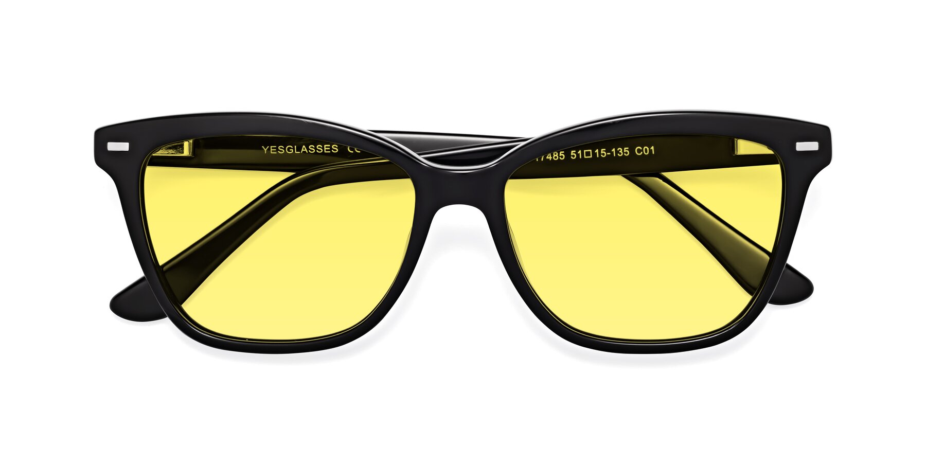 Folded Front of 17485 in Black with Medium Yellow Tinted Lenses