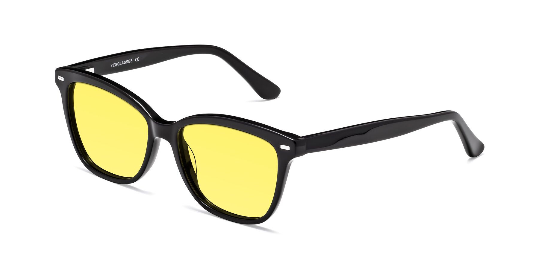 Angle of 17485 in Black with Medium Yellow Tinted Lenses