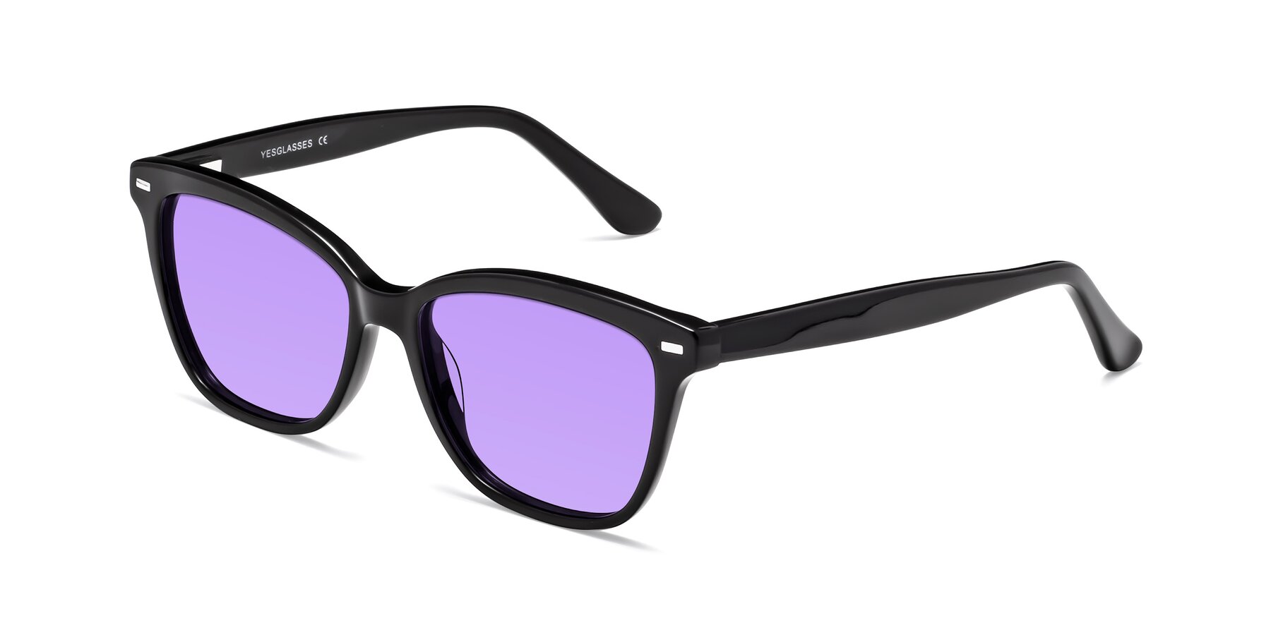 Angle of 17485 in Black with Medium Purple Tinted Lenses