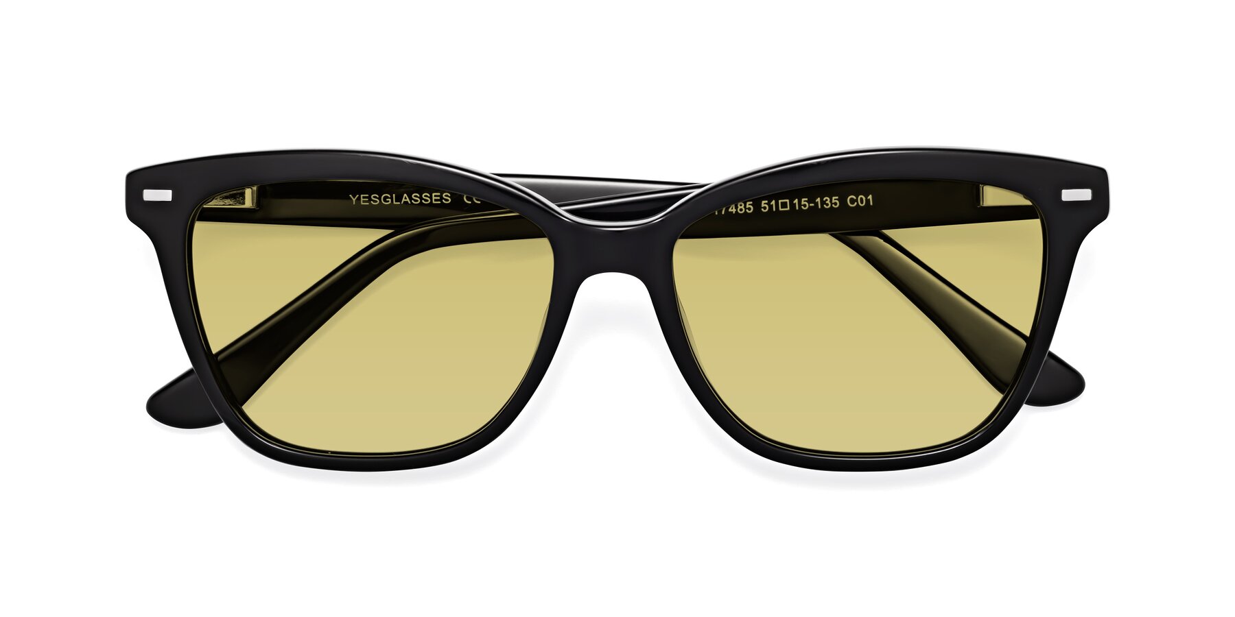 Folded Front of 17485 in Black with Medium Champagne Tinted Lenses