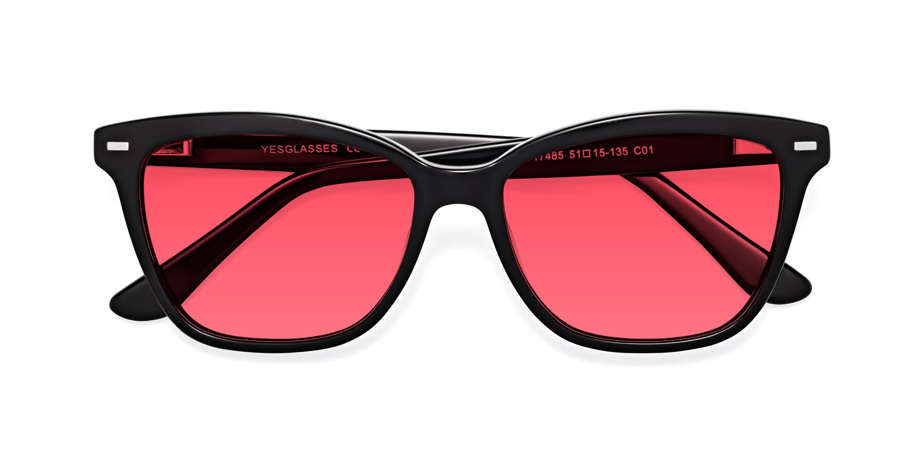 Folded Front of 17485 in Black with Red Tinted Lenses
