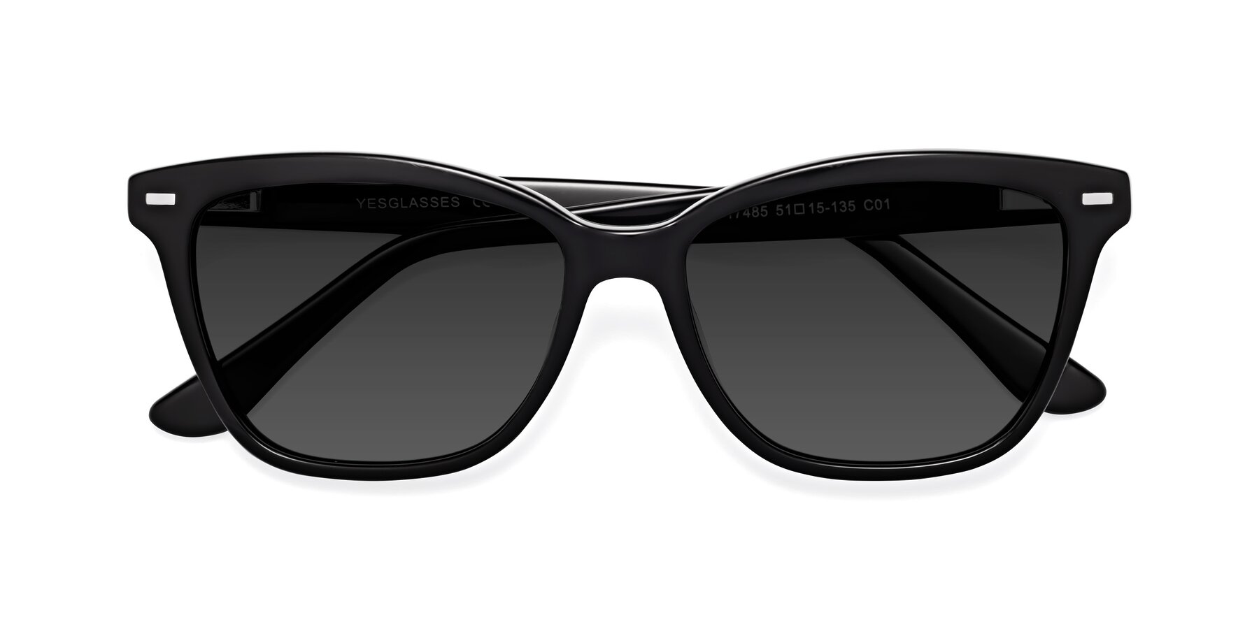 Folded Front of 17485 in Black with Gray Tinted Lenses