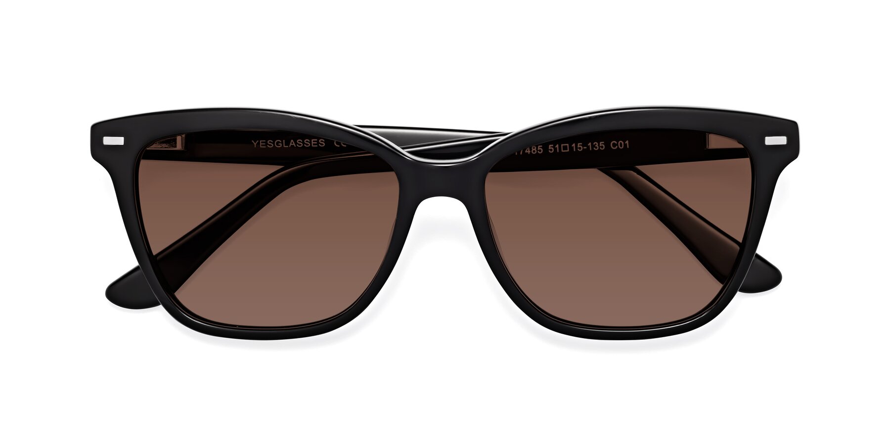 Folded Front of 17485 in Black with Brown Tinted Lenses
