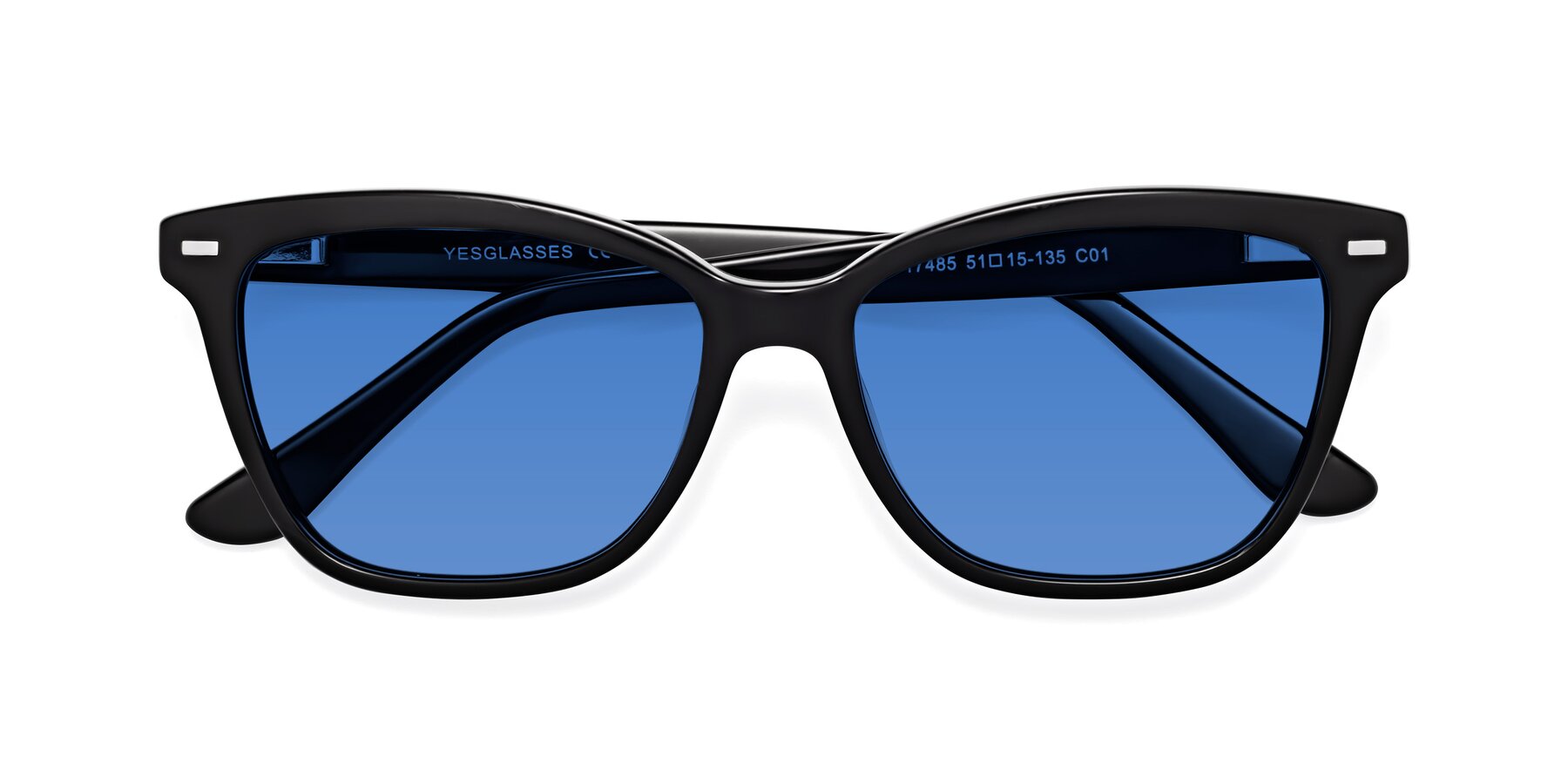Folded Front of 17485 in Black with Blue Tinted Lenses