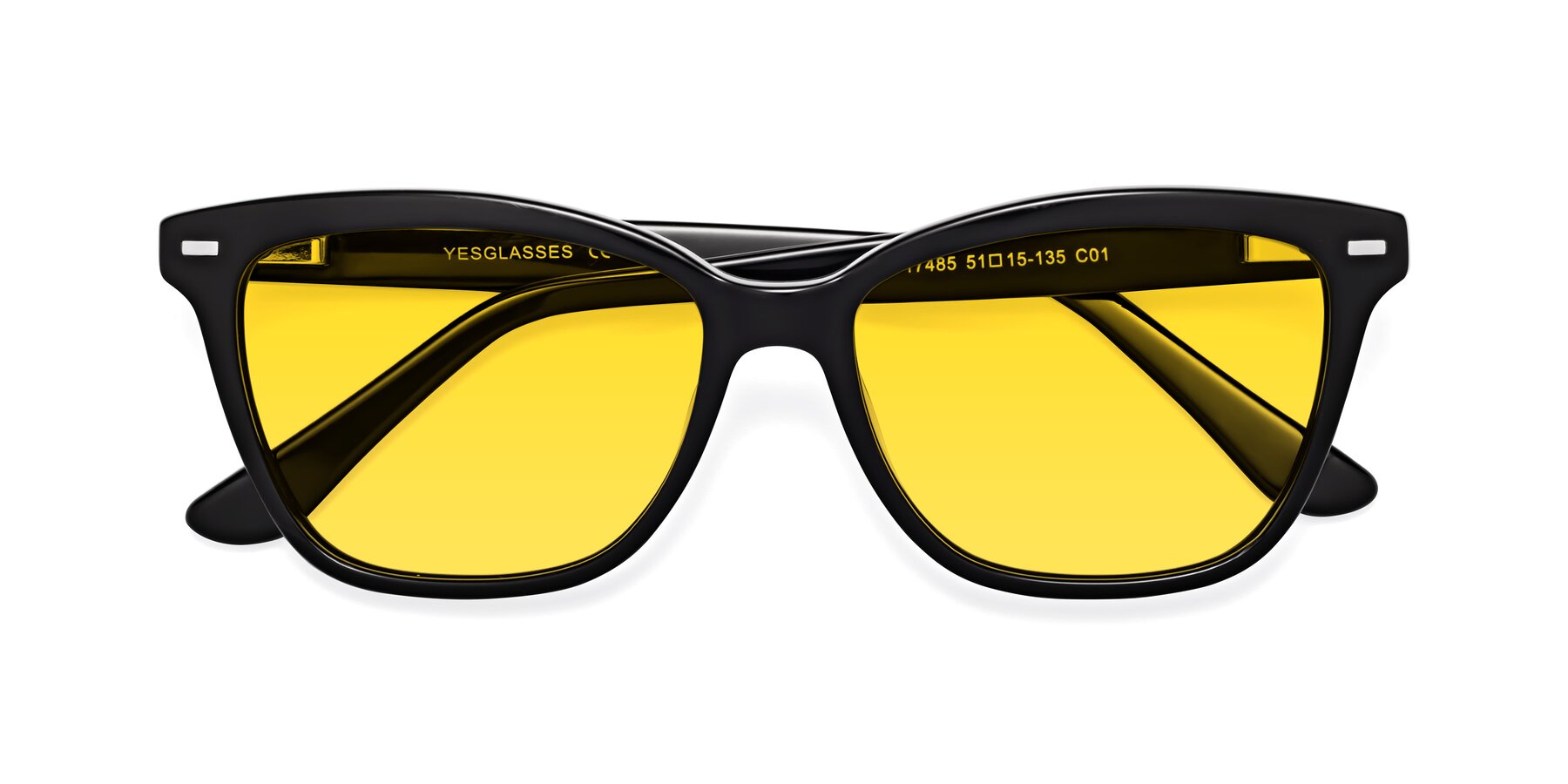 Folded Front of 17485 in Black with Yellow Tinted Lenses