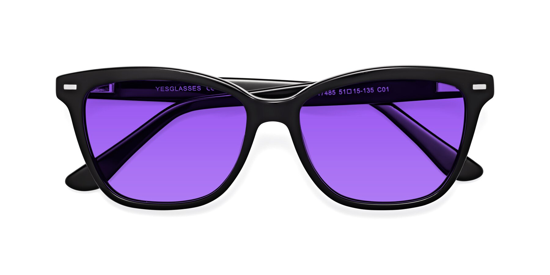 Folded Front of 17485 in Black with Purple Tinted Lenses