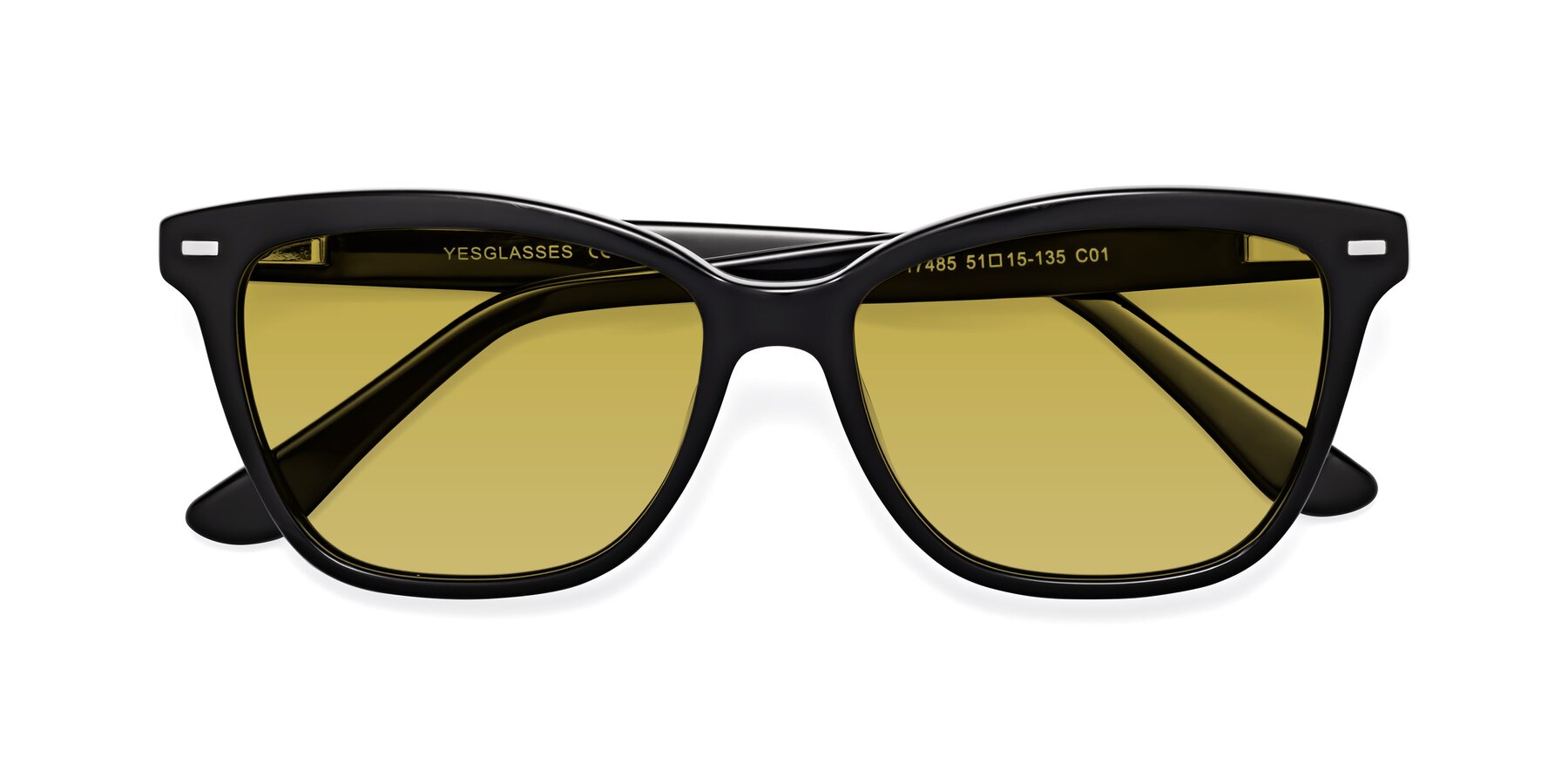 Folded Front of 17485 in Black with Champagne Tinted Lenses