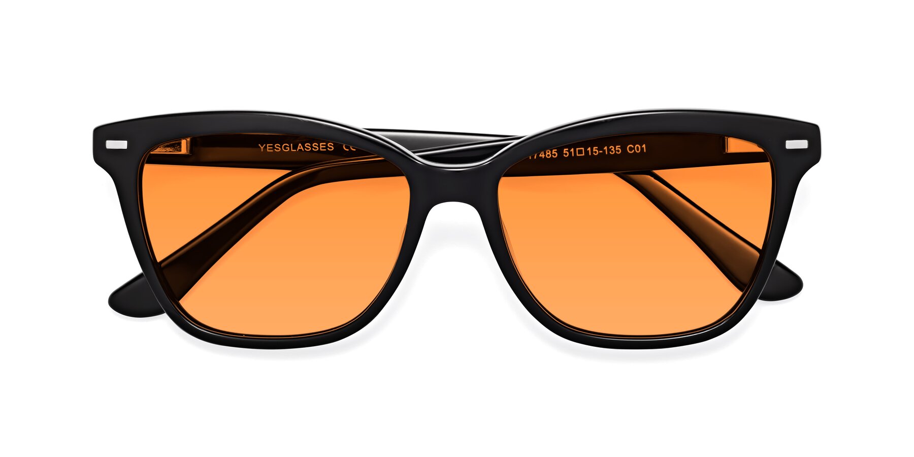 Folded Front of 17485 in Black with Orange Tinted Lenses