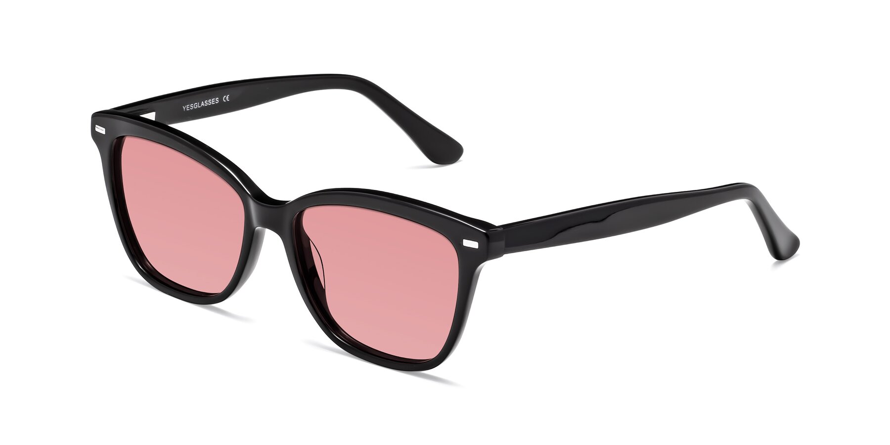 Angle of 17485 in Black with Medium Garnet Tinted Lenses