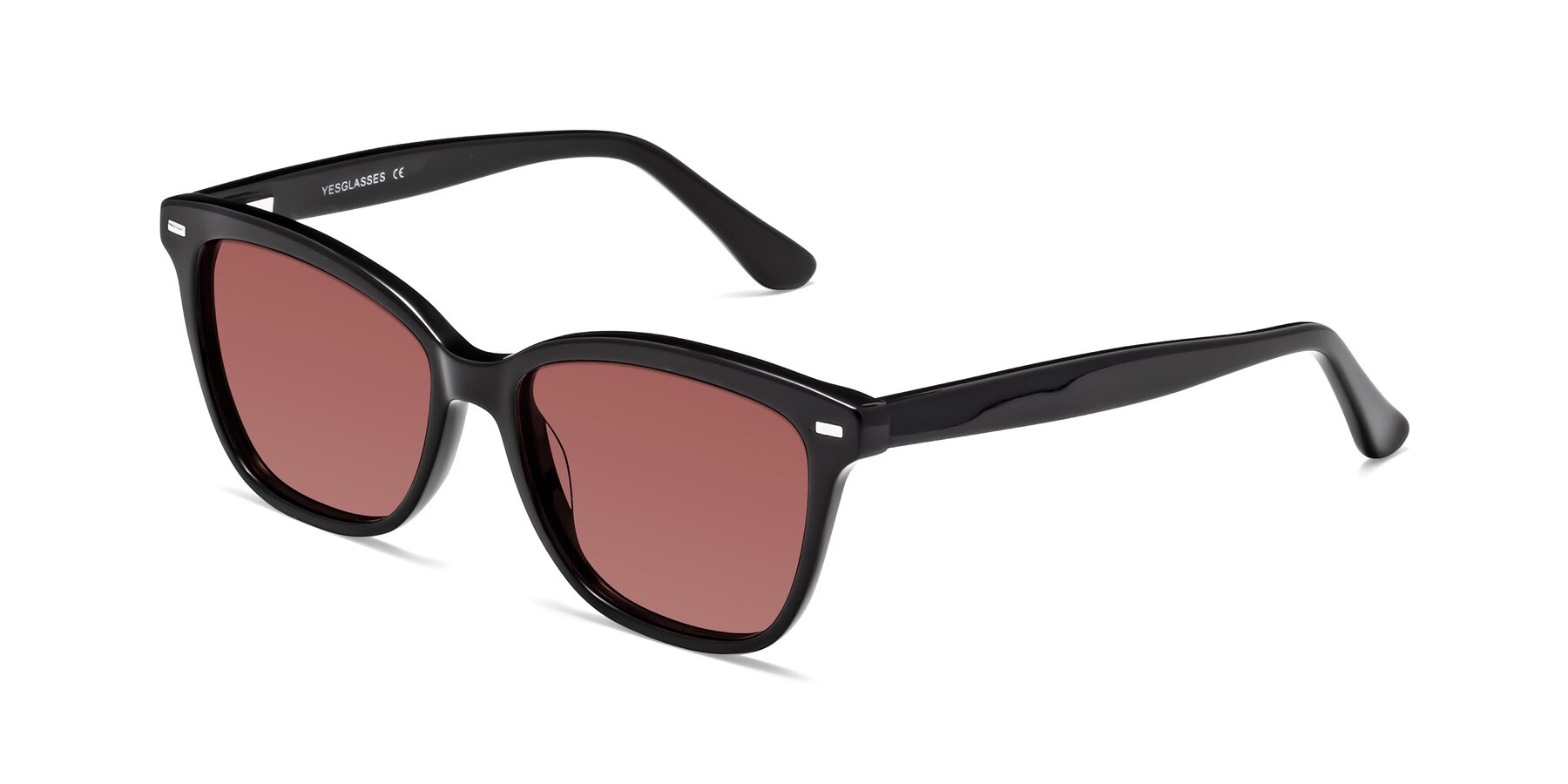 Angle of 17485 in Black with Garnet Tinted Lenses