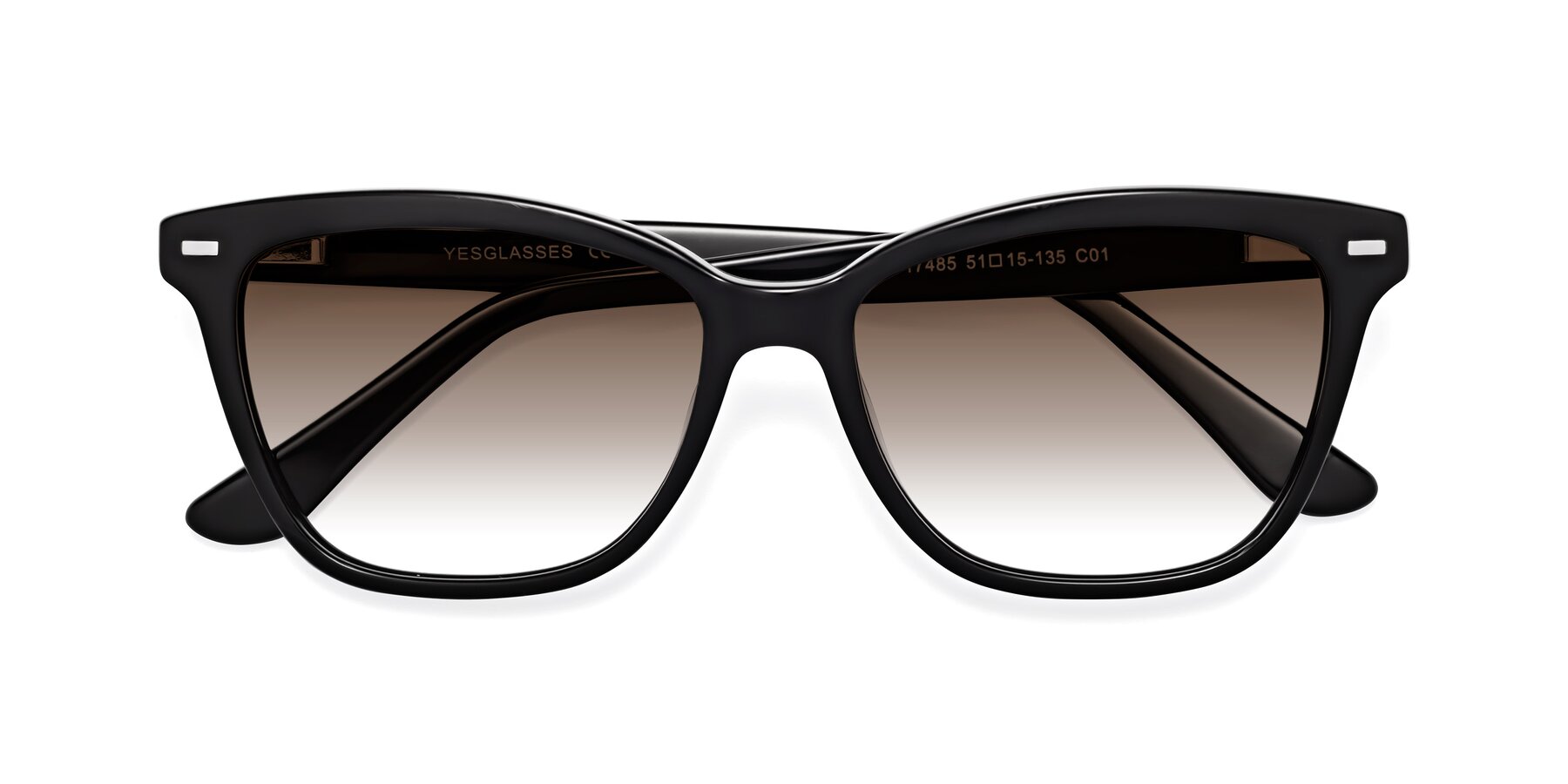 Folded Front of 17485 in Black with Brown Gradient Lenses