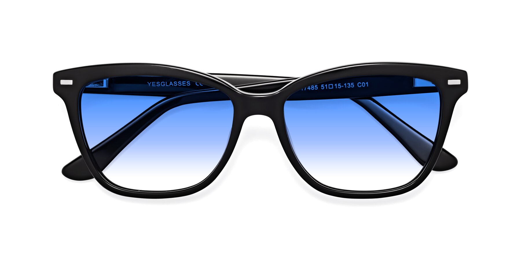 Folded Front of 17485 in Black with Blue Gradient Lenses